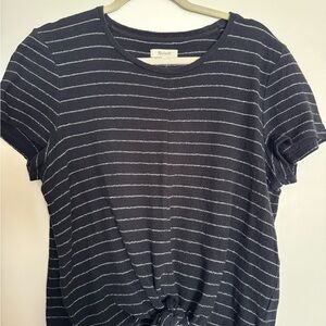 Madewell Striped Short Sleeve Top with Tie